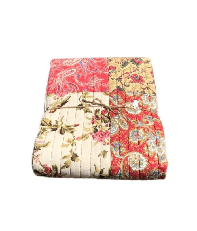 Red Paisley And Floral Throw