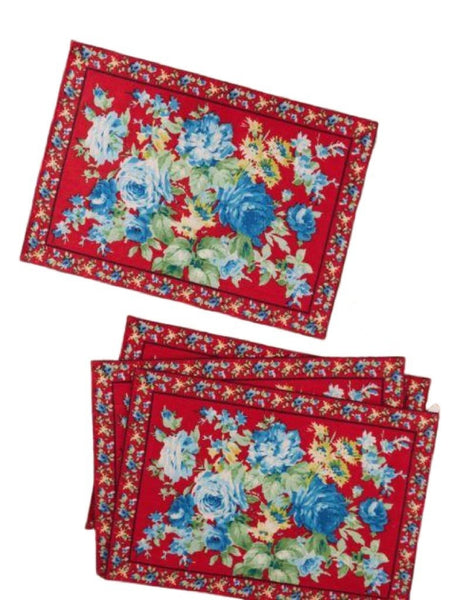 April Cornell Cottage Rose Placemat Red, INDIVIDUALLY SOLD