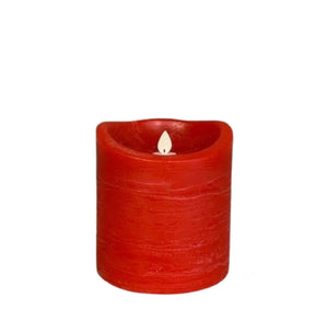 4" X 4" Pillar Flameless Candle: Rustic Red