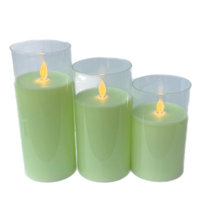 Assorted Pillar Flameless Candle: Green, INDIVIDUALLY SOLD