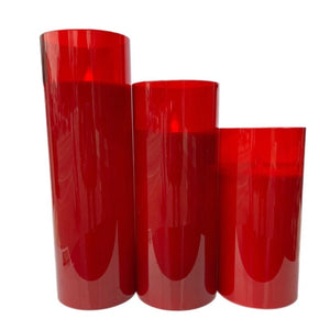Assorted Wide Pillar Flameless Candle: Red, INDIVIDUALLY SOLD