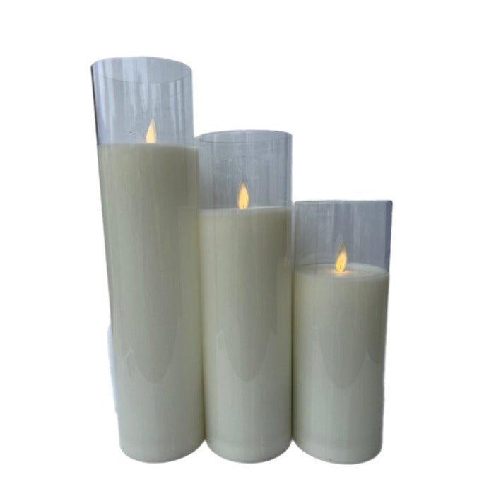 Assorted Slim Pillar Flameless Candle: Cream, INDIVIDUALLY SOLD