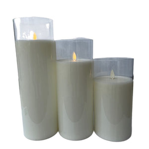 Assorted Wide Pillar Flameless Candle: Cream, INDIVIDUALLY SOLD