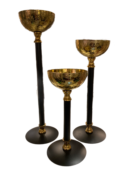 Assorted Black And Gold Pillar Candle Holder, INDIVIDUALLY SOLD