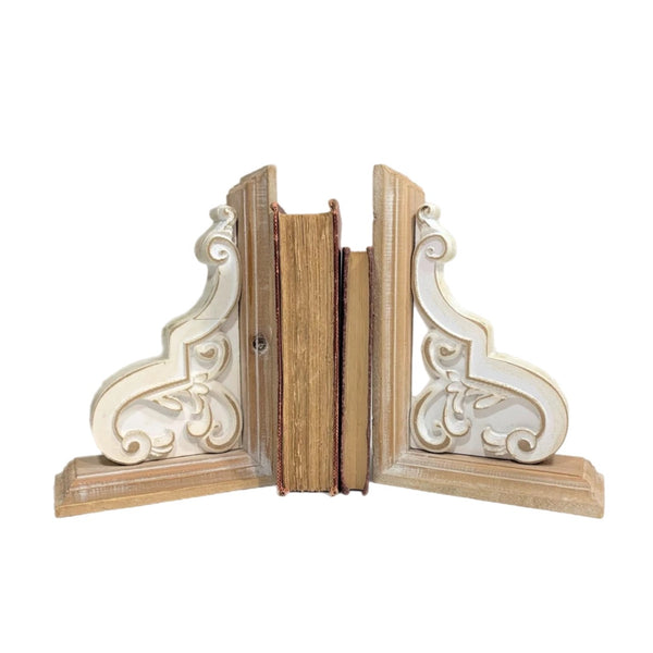 Scalloped White Bookends, Set Of 2