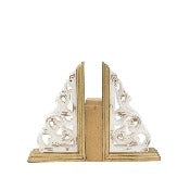 White Carved Bookends, Set Of 2