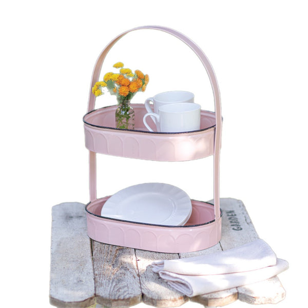Pink Oval 2 Tier Tray
