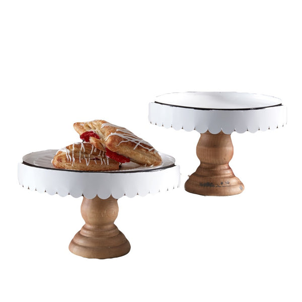 Assorted White Scalloped Farmhouse Cake Stand, INDIVIDUALLY SOLD