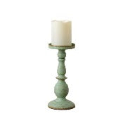 Green Wooden Pillar Candle Holder